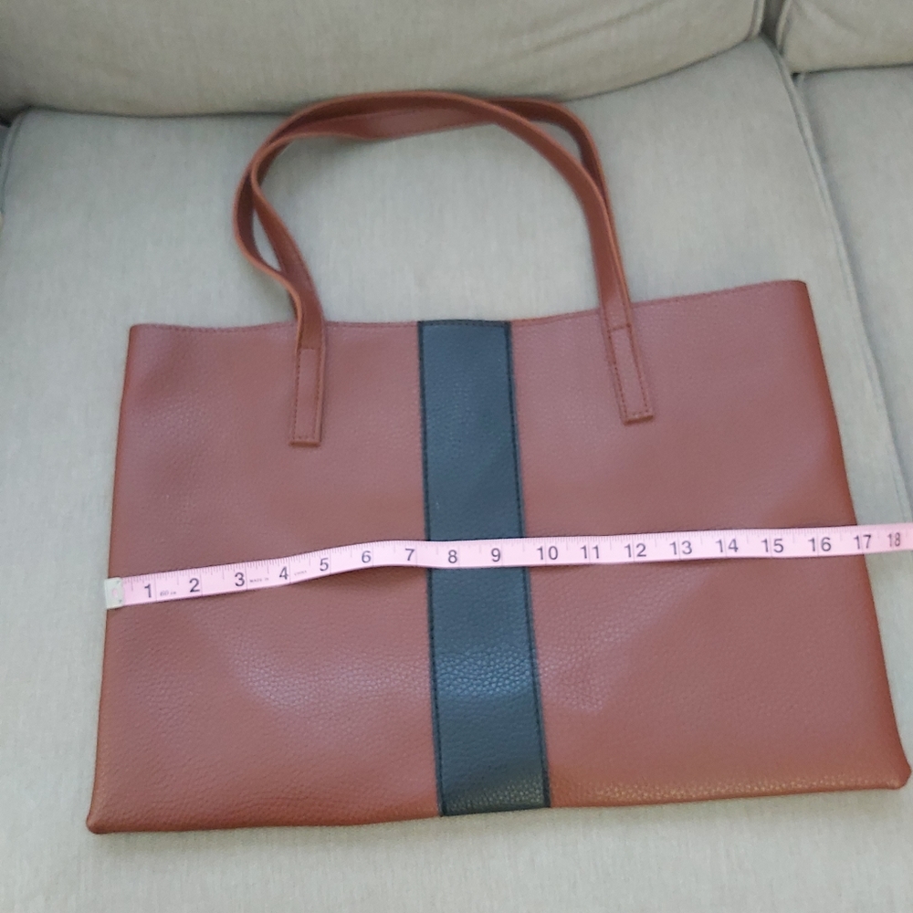 Vince Camuto brown vegan faux leather pleather tote bag - Picture 10 of 11